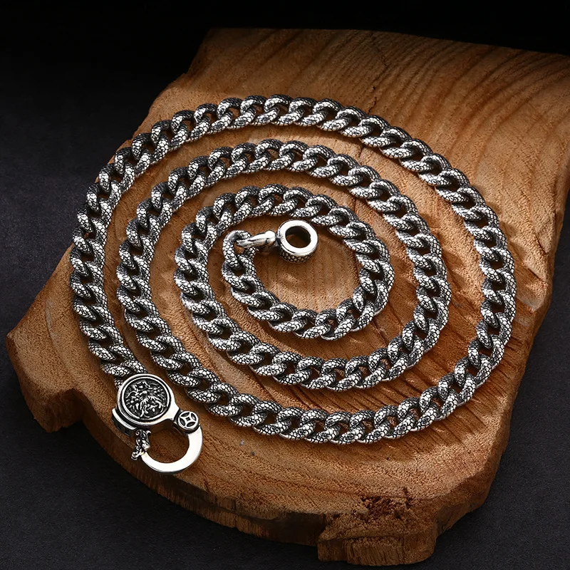 

s925 sterling silver necklace domineering exquisite texture Cuban stitching necklace men & women trendy personality ornament