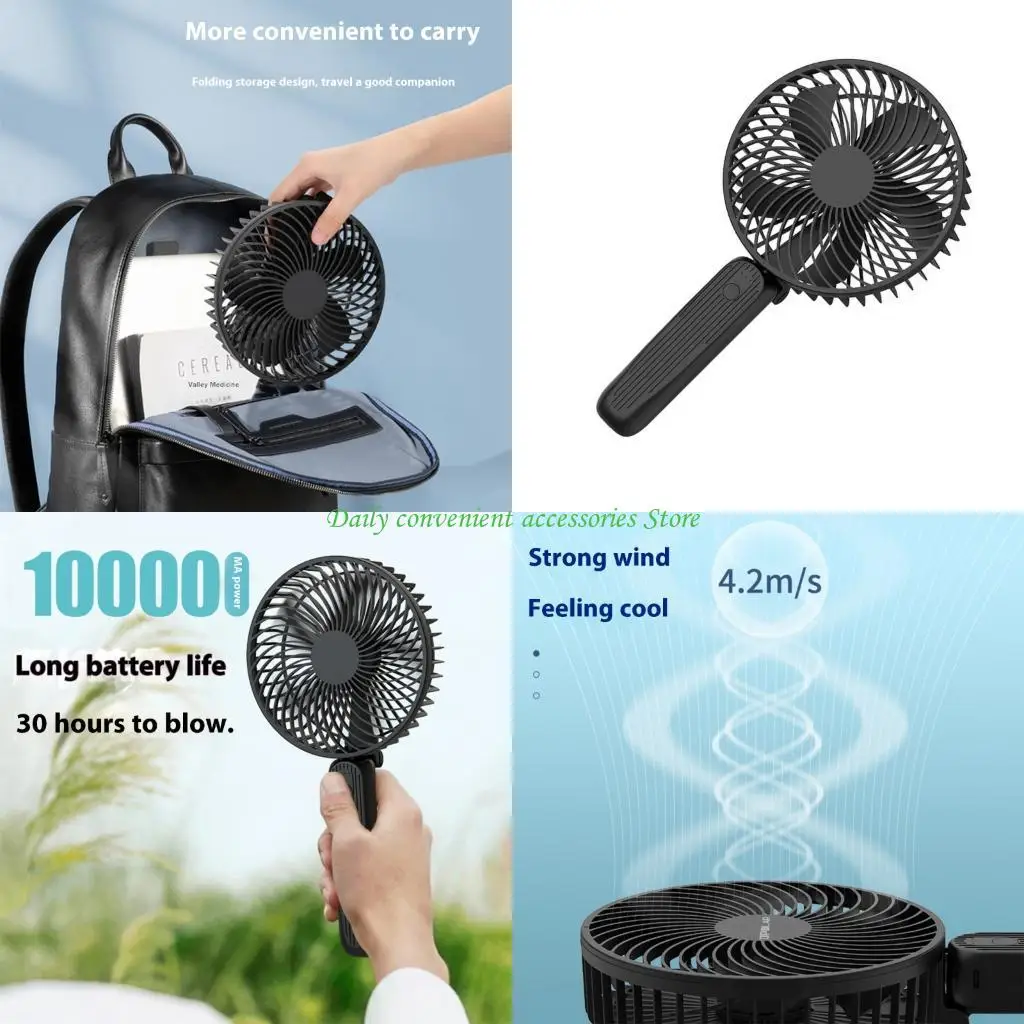 

97QB Portable Handheld Fan 100 Speed Adjustable Rechargeable Fan Battery Operated Cooling Fan for Travel Camping Outdoor