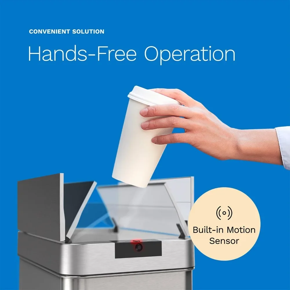 21 Gallon Automatic Trash Can for Kitchen - Stainless Steel Garbage Can with No Touch Motion Sensor Lid with AC Power Adapter