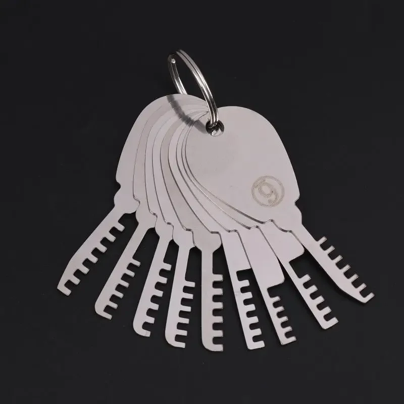 1 Set HUK Tools Stainless Steel Comb Lock  9 in 1 Full Repair Kit with Stainless Steel Key Blanks
