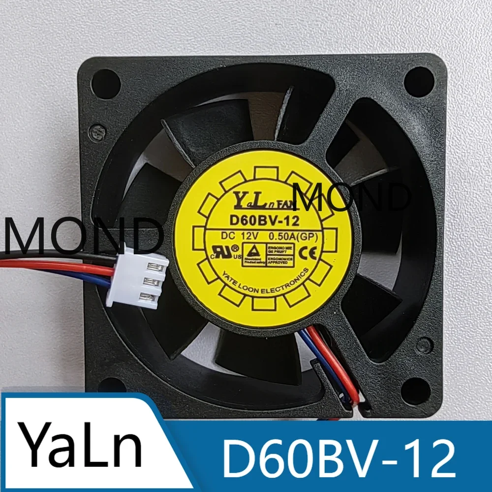 

D60BV-12 Server Fan for YaLn High Air Axial Flow Silent Power Supply Chassis Inverter Cooling Fan 6CM 12V 0.5A 6025 60*60*25MM