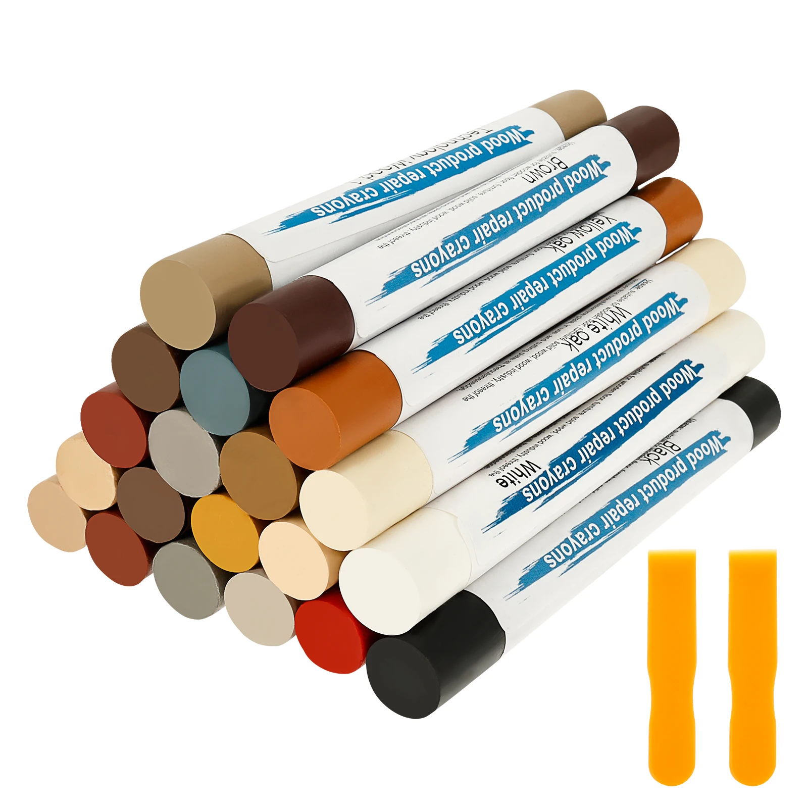 Wood Filler Stick - 20/24色の家具補修スティック、アソートカラー木製カバーアップマーカー、家具のタッチアップと補修用木製クレヨンマーカー
