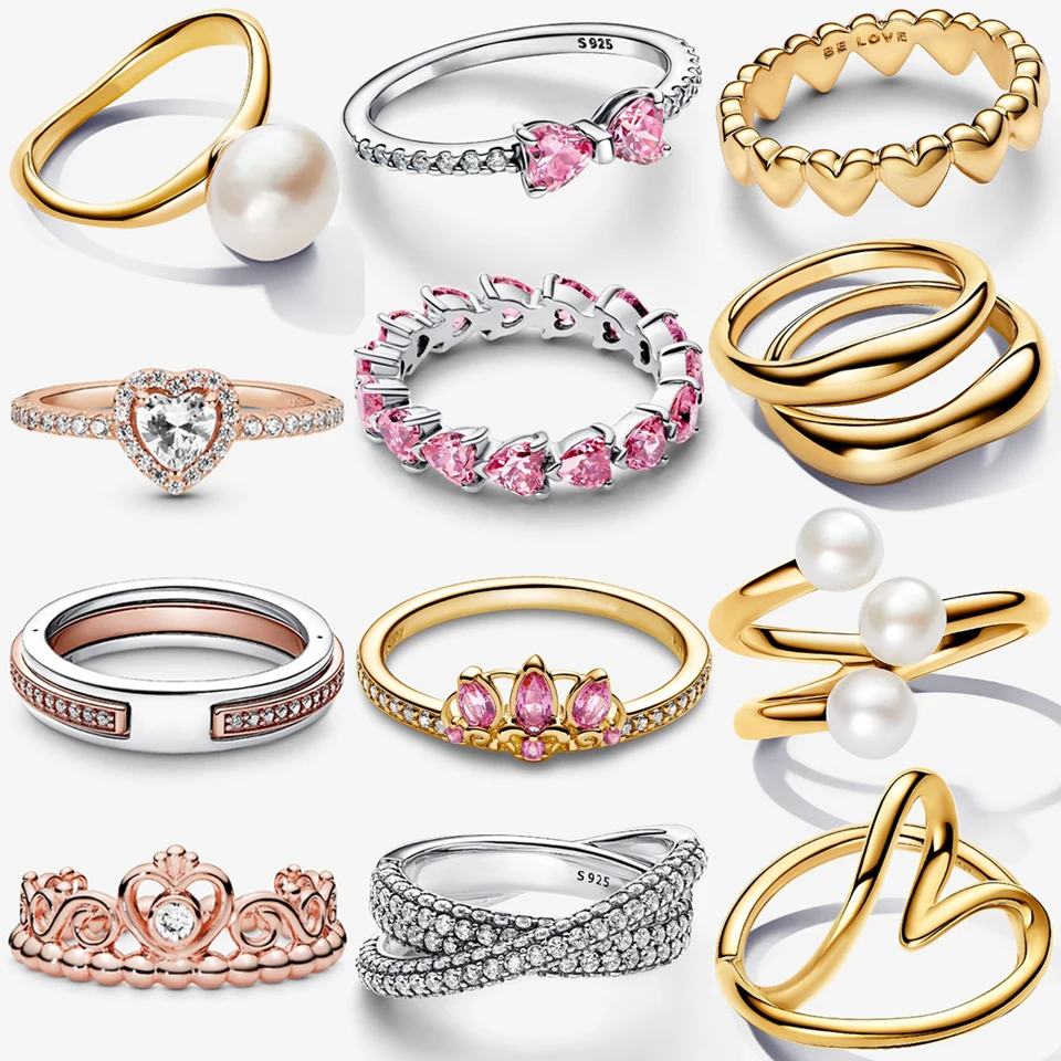 

Новое кольцо 2026 года из серебра 925 пробы для женщин: двойная петля, сердца, роза, ракушка, бант, корона. Изысканное украшение-шарм для самостоятельного создания подарков.