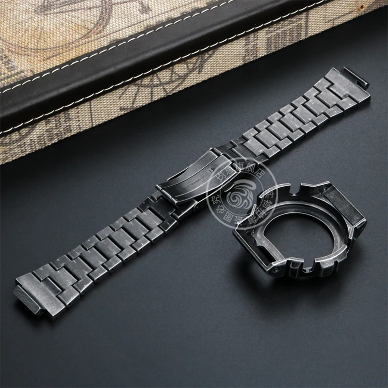 For Casio G-SHOCK refitted metal case strap DW-6600/6900/6903 series refined steel Paisley antique carved strap refitted access