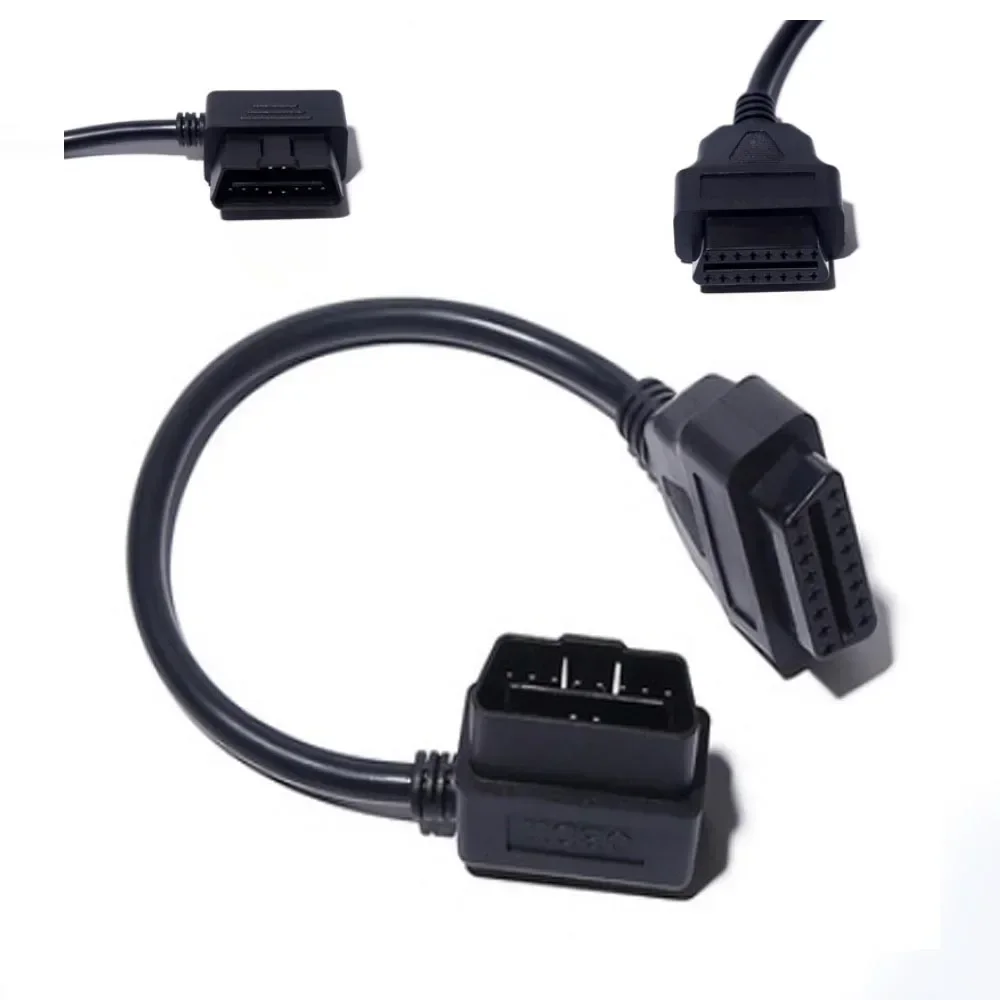 30 سنتيمتر L نوع واجهة obdii 16pin obd2 تمديد كابل ELM327 ODB2 16 دبوس ELM327 obd ii ملحقات كابلات موصل