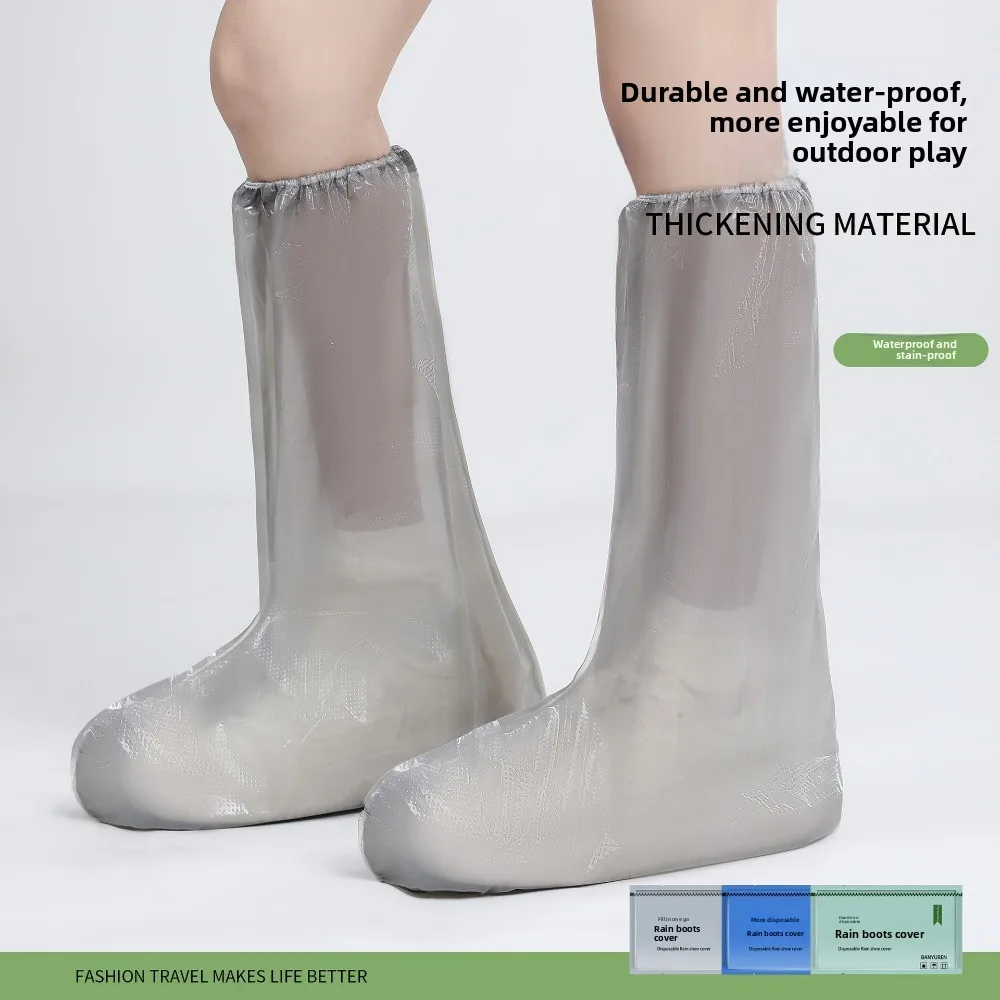 Disposable Shoe Cover Long Outdoor Thick Transparent FootCover IndependentPackaging Portable Waterproof and Rainproof Shoe Cover