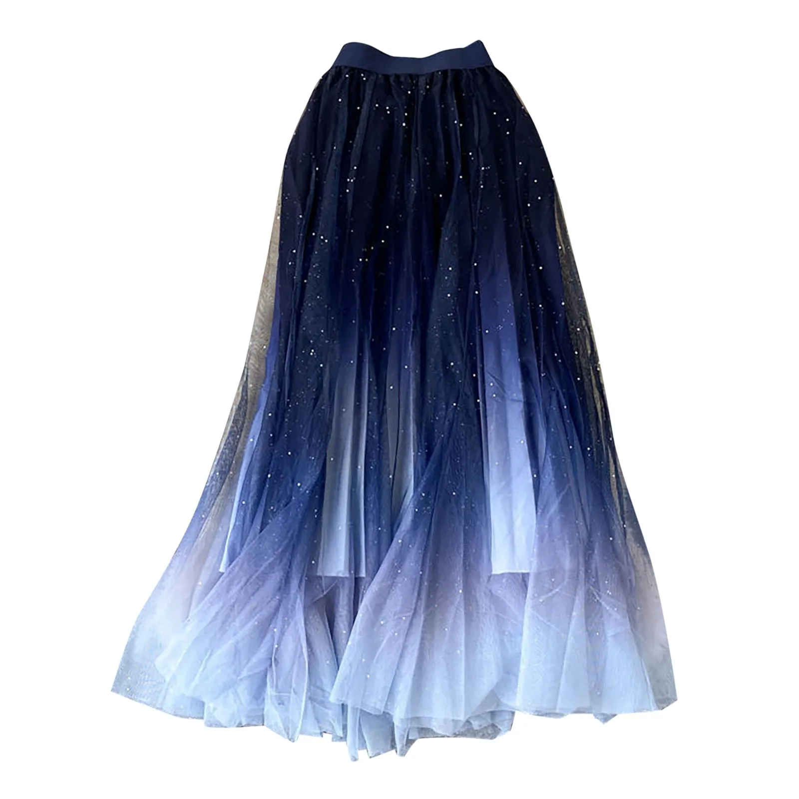 Women's Mesh Tulle Skirts Starry Sky Gradient Color Skirt Fairy High Waist A Line Pleated Skirt Sequin Skirt Evening Fancy Party