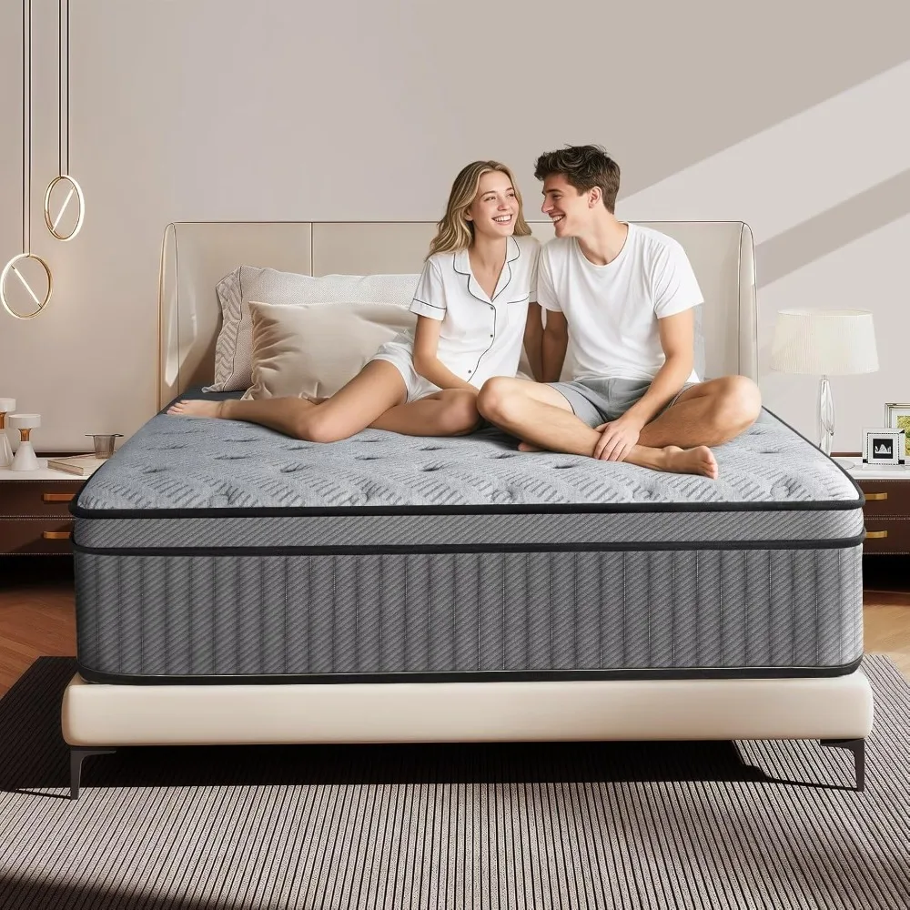 

Mattresses, Pocket Springs for Motion Isolation and Edge Support, Full Mattress 12 Inch, Medium Firm Hybrid Mattress with Lumbar