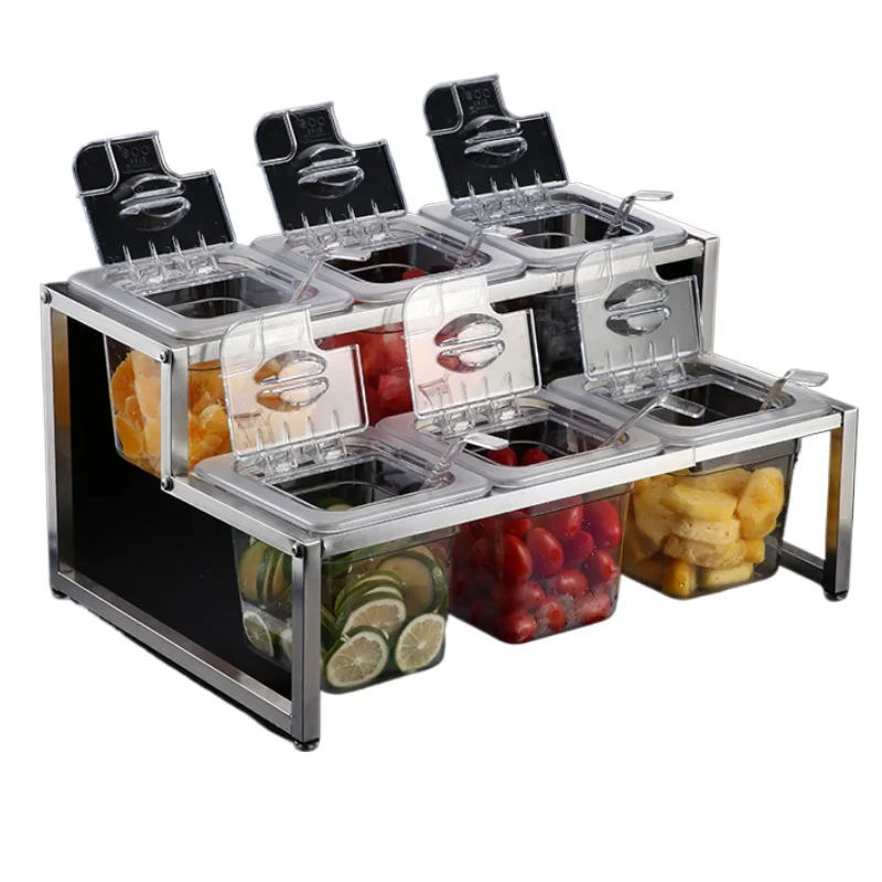 Acrylic Transparent GN Pans Visible Food Square Pots Exhibition Plate for Milk Tea Shops Storage Box with Rack for