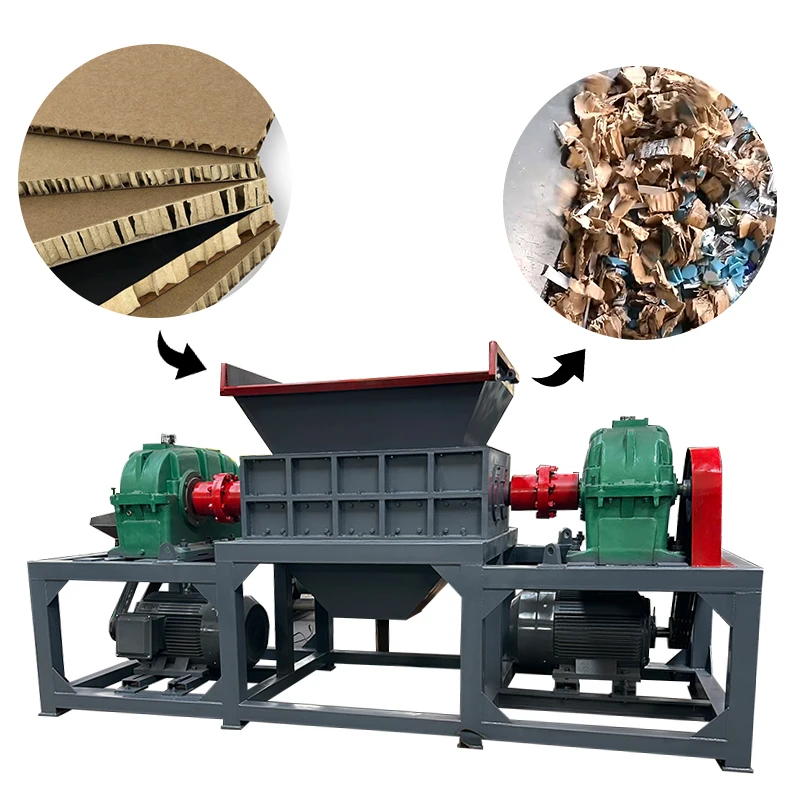 Double Shaft Wood Pallet Chipper Cardboard Plywood Waste Shredder Machine With Motor Pump Gear 22KW 380V/220V