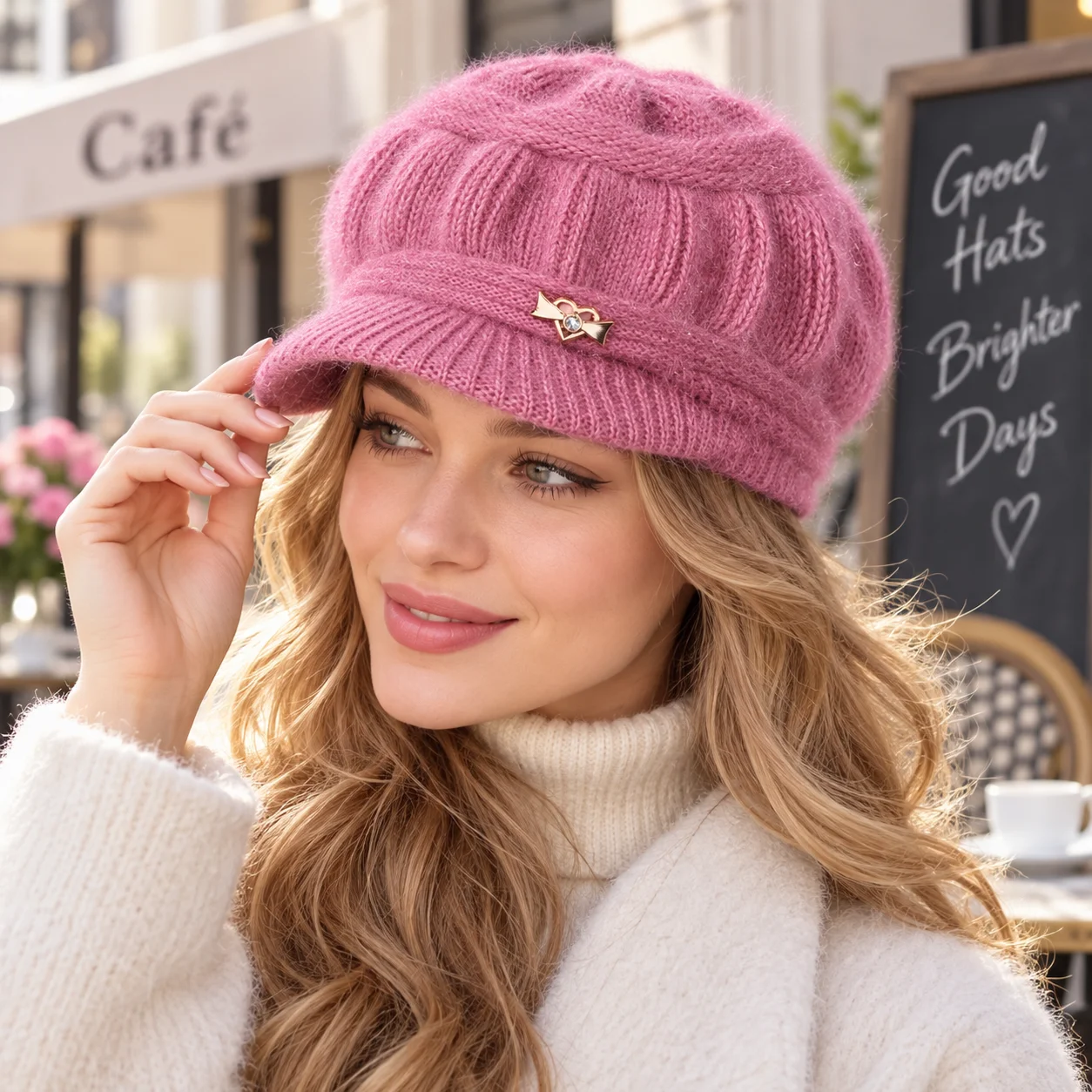 Fashion Knitted Knitted Hat Keep Warm Ear Guard Pumpkin Beret Hat Windproof Peaked Cap Middle Aged