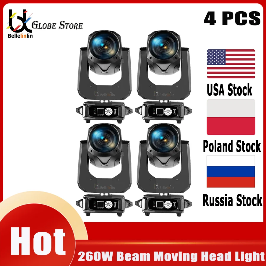 

0 Tax 4Pcs Bulb 260W 9R/10R Beam Moving Head Lighting Frost 16 With 8+16+24 Double prisms Rainbow For DJ Party Nightclub Dance