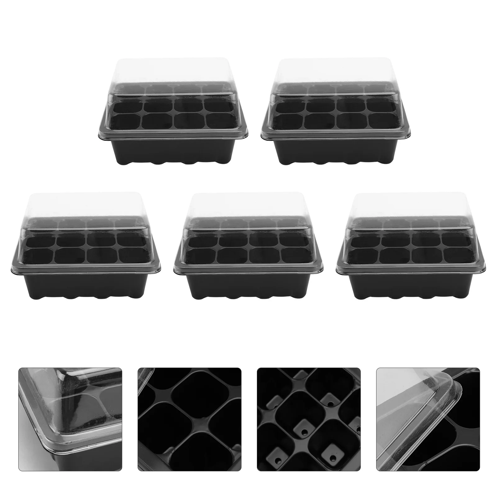 

5Pcs 18x14x6cm Seedling Starter Kit 12-Cell Plant Growing Tray with Transparent Lid for Germination Garden Bonsai Nursery