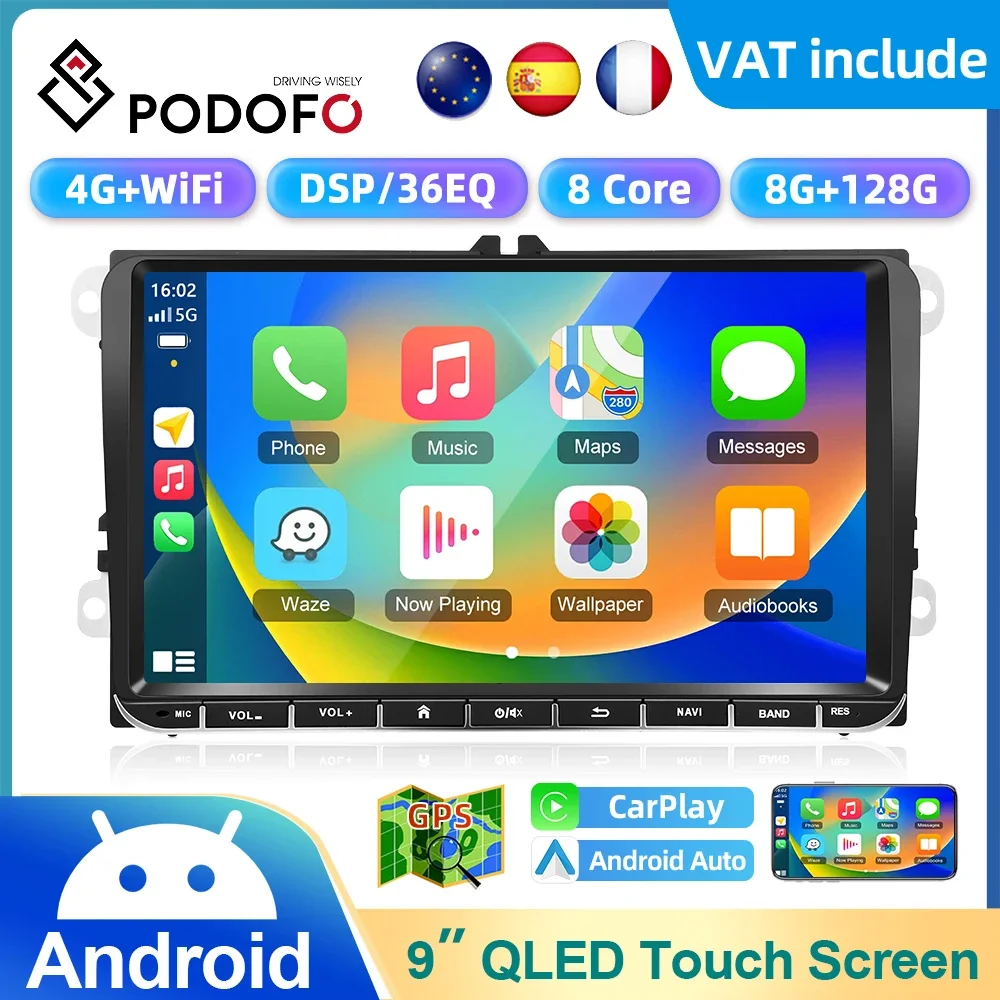 Podofo Android Car Radio Multimedia Player For VW/Volkswagen/Golf/Passat/b6/b7/Seat/Skoda/Octavia/Tiguan Navigation /Polo GPS