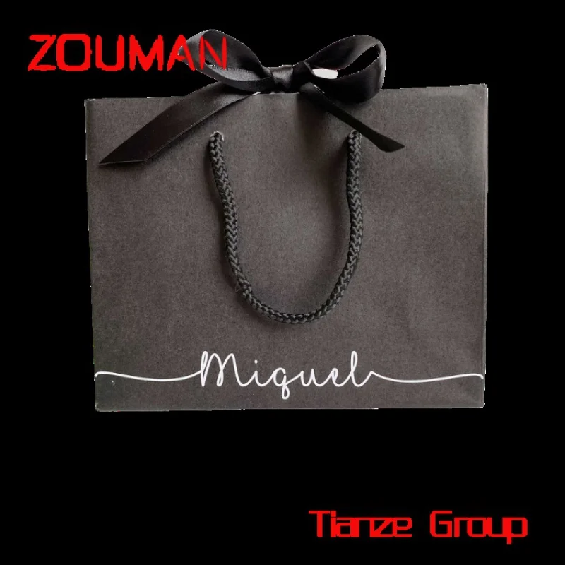 Personalizzato stampato il tuo Logo Boutique di lusso Shopping Tote sacchetti di carta regalo imballaggio con manico a nastro