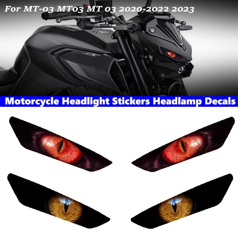 For Yamaha MT-03 MT03 MT 03 2020-2022 2023 Motorcycle Sticker 3D Headlight Decorative Sticker Waterproof Exterior Accessories