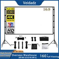 VEIDADZ Projector Screen With Stand Soft White Less Creases 60 84 100 120in With Carry Bag Foldable Double Tripod Screen Outdoor