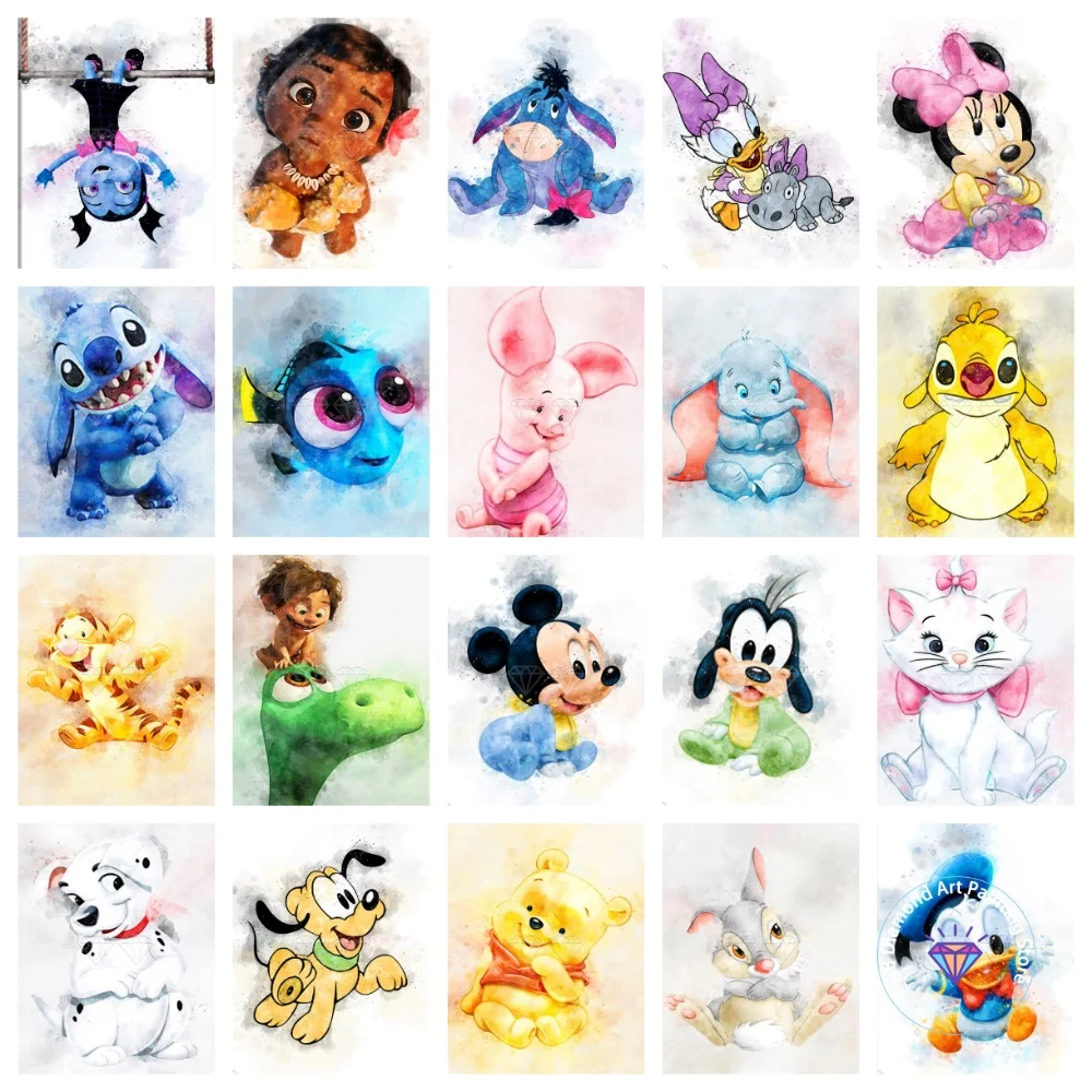 Lindo Mickey Mouse Dumbo Marie gato perro cuadrado redondo Kit de pintura de diamante 5D DIY punto de cruz arte Hecho A Mano regalo artesanías decoración del hogar