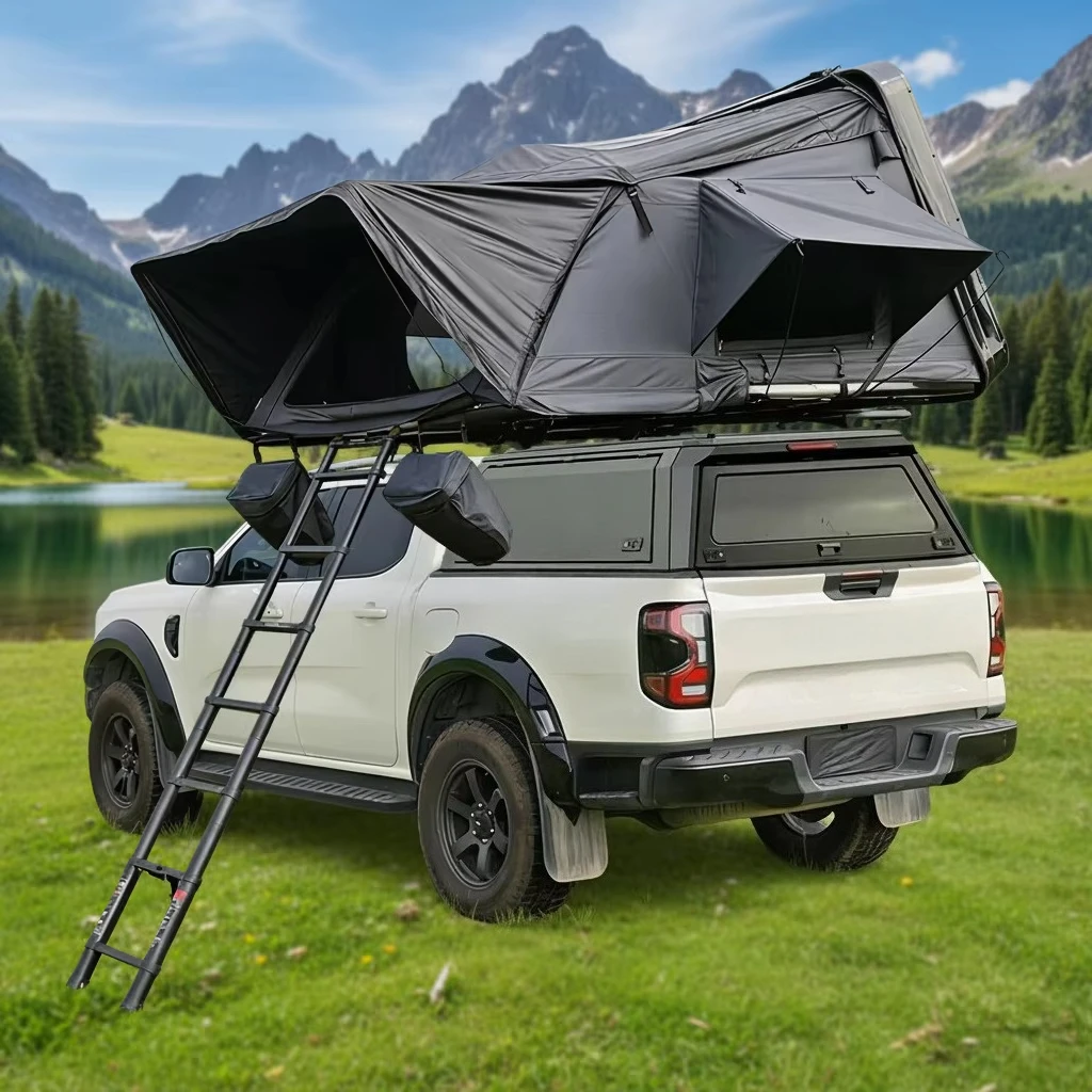 Aluminum Alloy Hinged Hardtop Waterproof Tailbox Canopy No Drill Installation Locking 2-Year Warranty Factory Brand Sports Fits