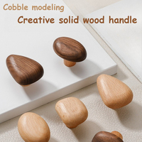 Nordic Kids Wooden Cabinet Handles Creative Cartoon Pebble Drawer Pulls  Natural Wood Knobs for Children's Room Wardrobe