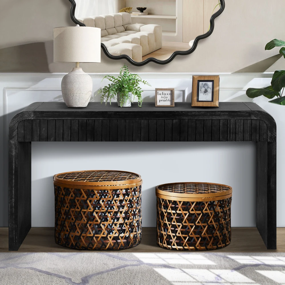

59'' Vintage Crafted Entryway Table,Two Hidden Handle Drawers,Farmhouse Console Table ,Easy Assembly, for Entrance & Dinning Roo