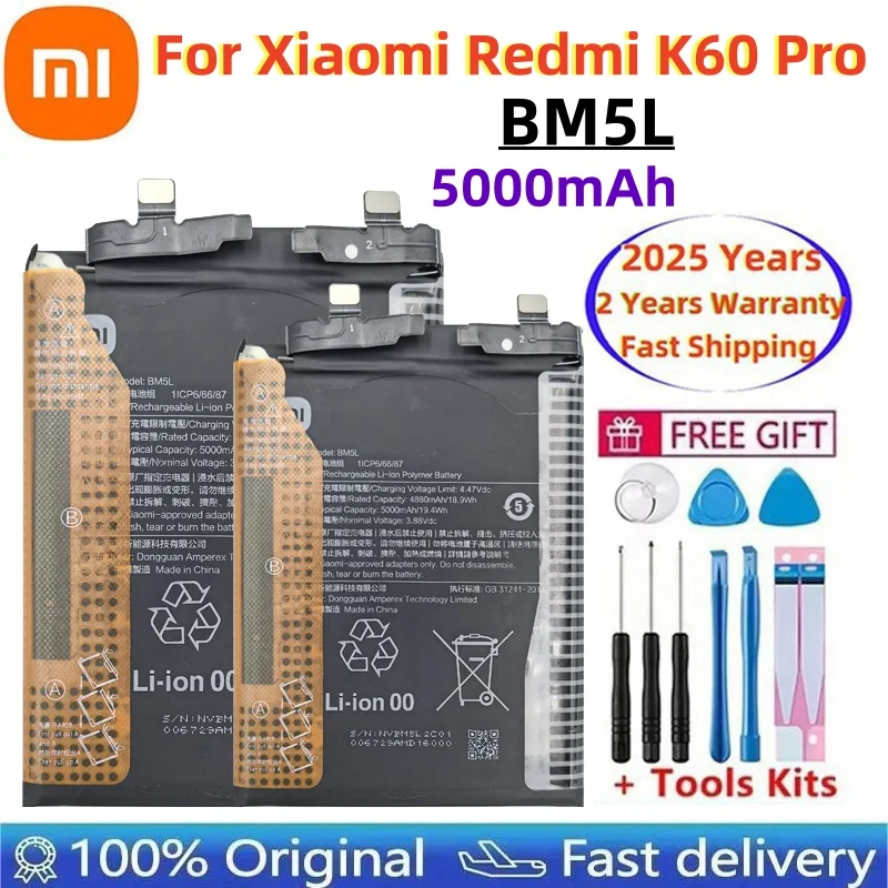 

Original Redmi K60Pro Mobile Phone Battery BM5L Lithium Battery Genuine Durable Brand New Large Capacity Supports Fast Charging