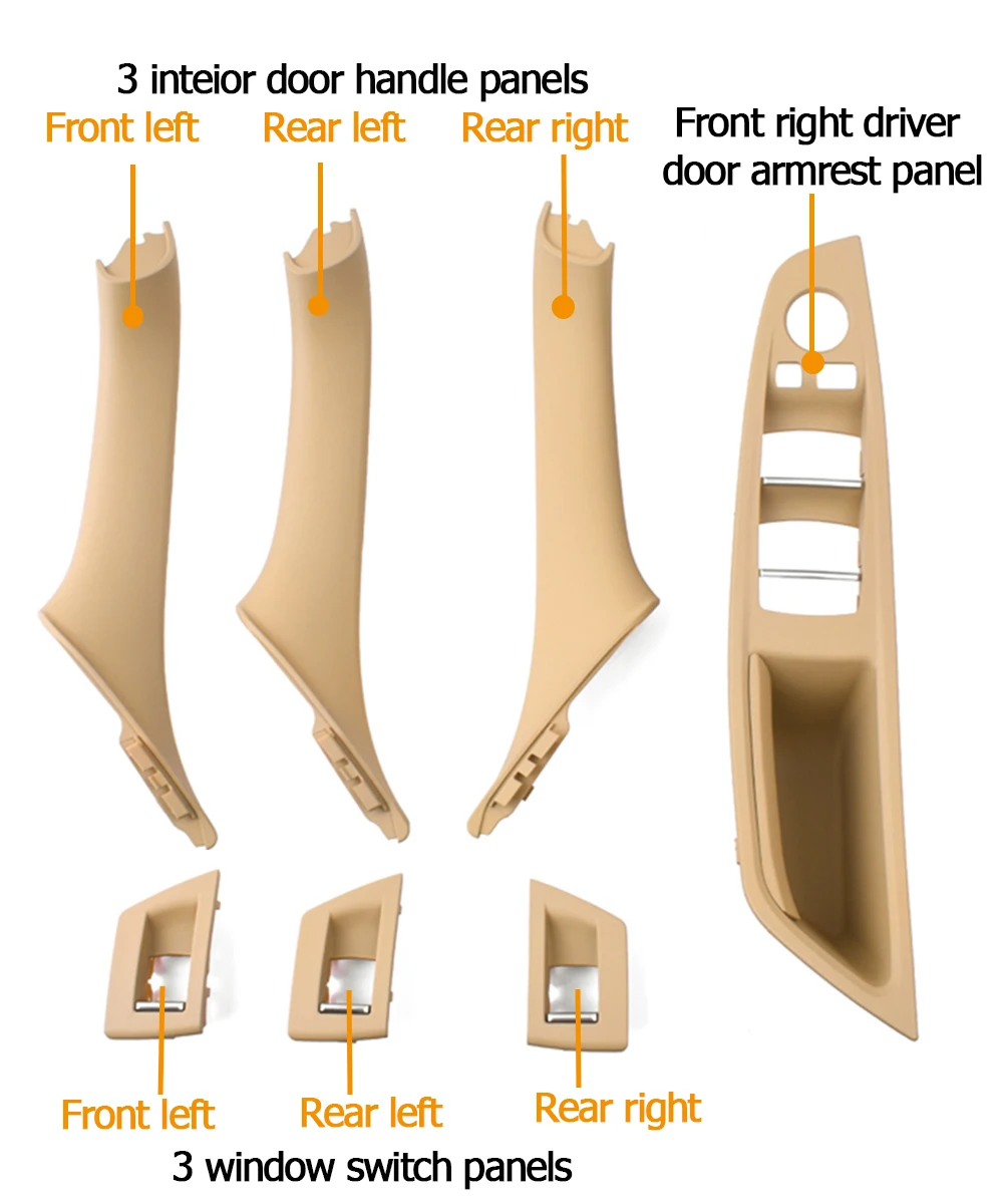 Lhd rhd beige schwarz braun oyster auto innen tür armlehne innen zug griff set für bmw 5er f10 f11 523i 525i 528i 530i – Detail 10