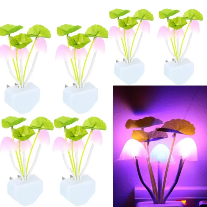 조명 제어 다채로운 야간 조명, 연꽃 잎 버섯 삼각형 LED, 창의적인 어린이 침실 야간등, 3D 조명