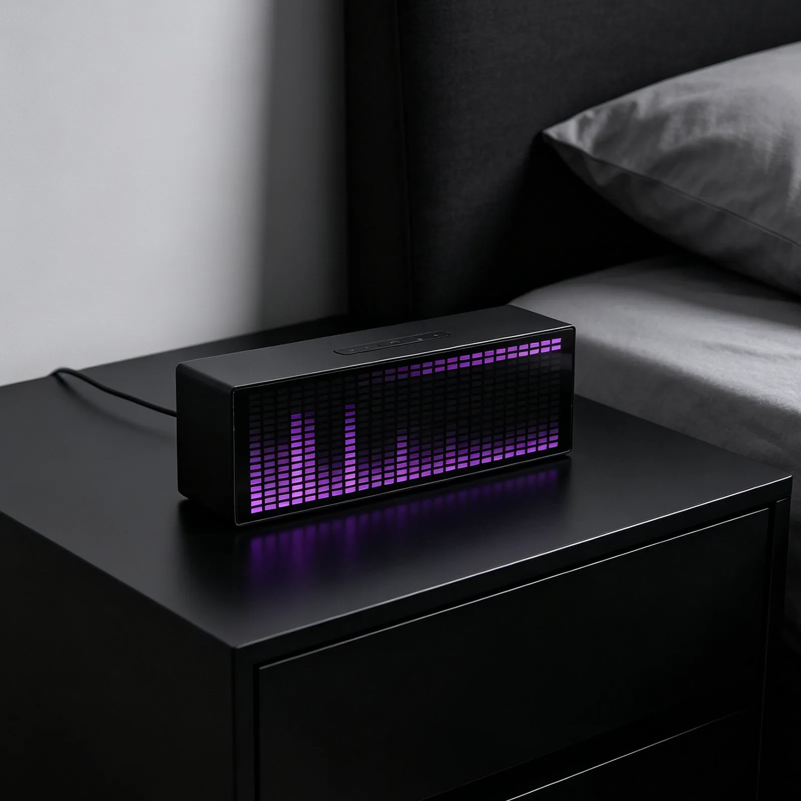 Rgb Music Rhythm Digital Clock Desk ABS Material 384 LED 1624 Levels Sound Activated Desktop Electronic Clock Bedroom Alarm