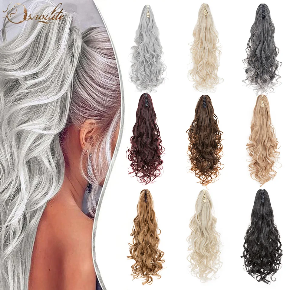 Synthetische 24Inch Lange Golvende Klauw Clip Op Paardenstaart Hittebestendige Paardenstaart Haarstuk Voor Vrouwen Hair Extensions Dagelijks Feest