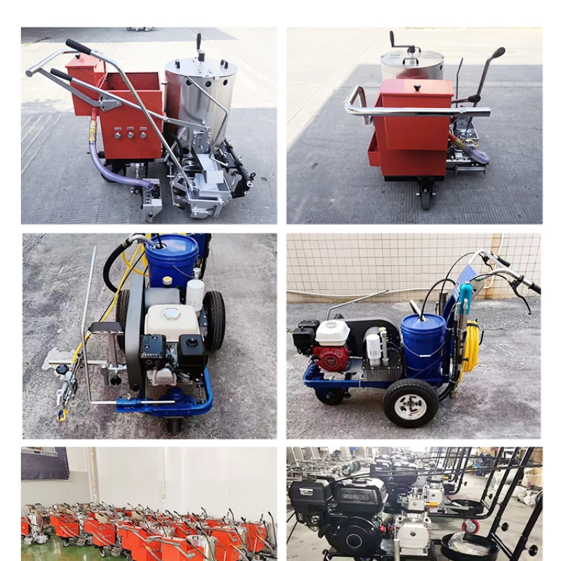 Power Driven Thermoplastic Road Marking Machine Thermoplastic Lines 1-8km/h Speed Drum Brake Curved Road Usable