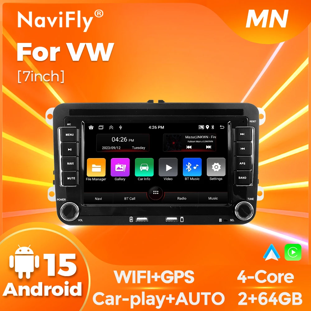 

Navifly 4 Core 64GB Wireless Carplay Auto For VW Golf 5 6 Polo Passat B6 B7 CC Skoda Jetta USB Car Radio Multimedia Player RDS