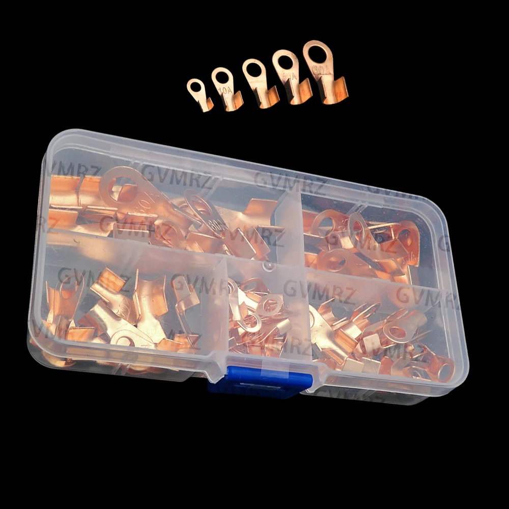 80PCS SC Tinned Copper Lug Ring Wire Connectors Bare Cable Terminal Wire Connectors