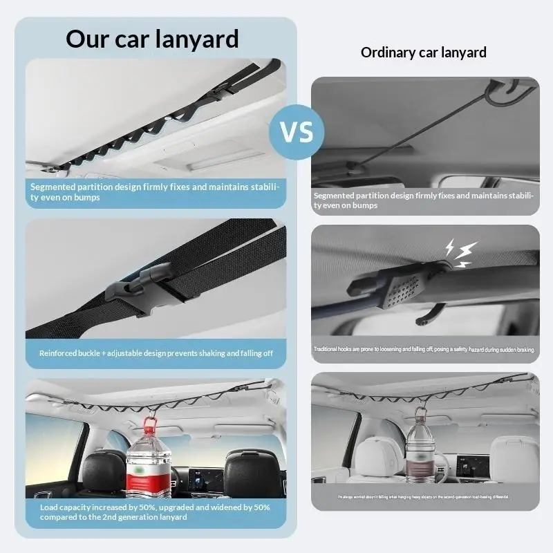 -Car Clothes Drying Rope Great For Travelers Multifunctional Hanging Hanger for Vehicle Rear Seats Camping Road Trip