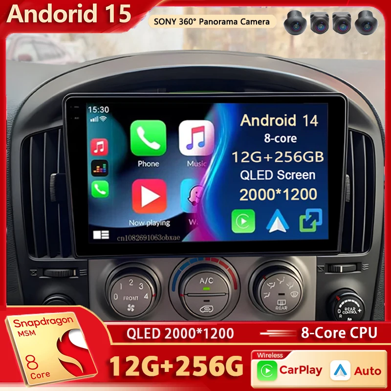 Android 15 для Hyundai H1 II 2 TQ 2007-2015 2K QLED Android автомобильный радиоприемник мультимедийный видеоплеер GPS стерео CarPlay 4G навигация