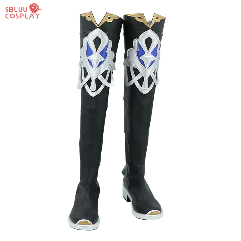 SBluuCosplay-Genshin Impact Albedo Black Cosplay Chaussures, Bottes, Halloween, Carnaval, Costume Accessoires, Version 2