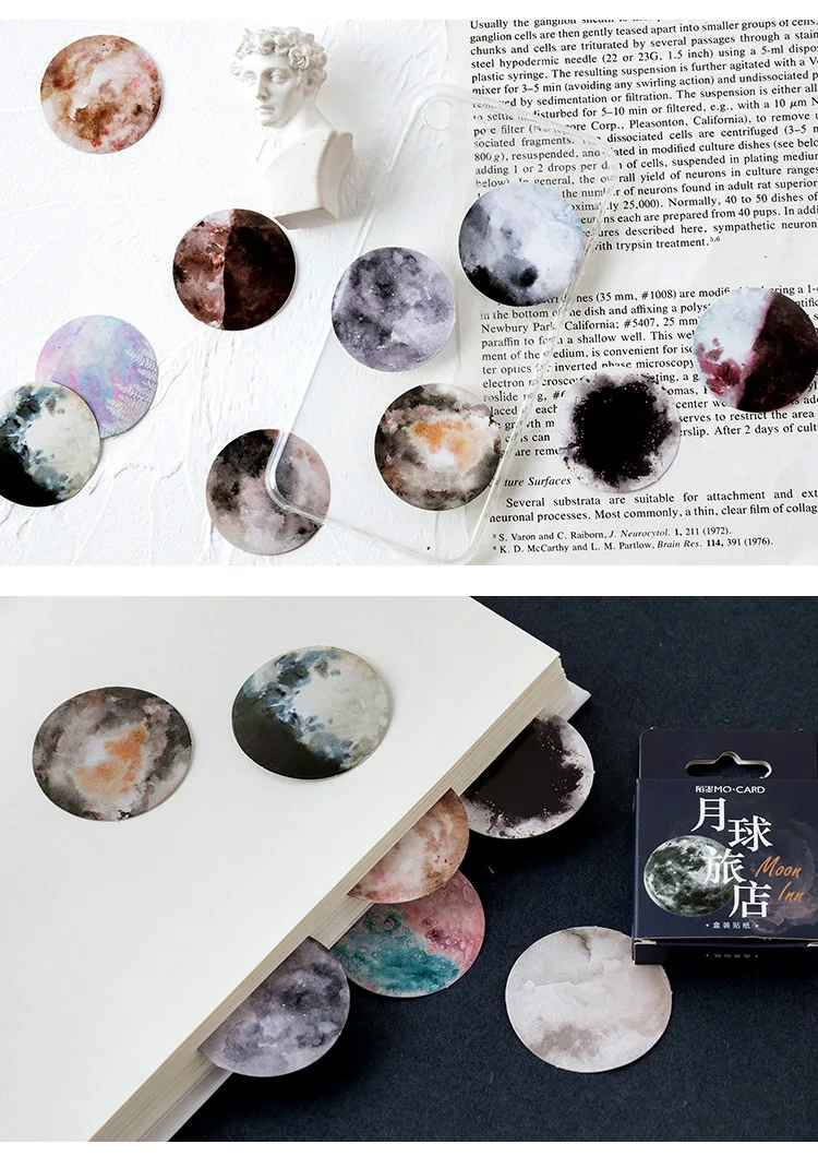 45 Pcs Moon Mini Paper Stickers Cute Creative for DIY Album Diary Scrapbooking Label Stationery School Supplies