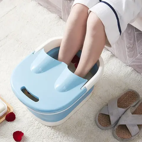 성인용 접이식 발 목욕 양동이, 욕실 플라스틱 휴대용 세면대, 가정용 접이식 마사지 양동이