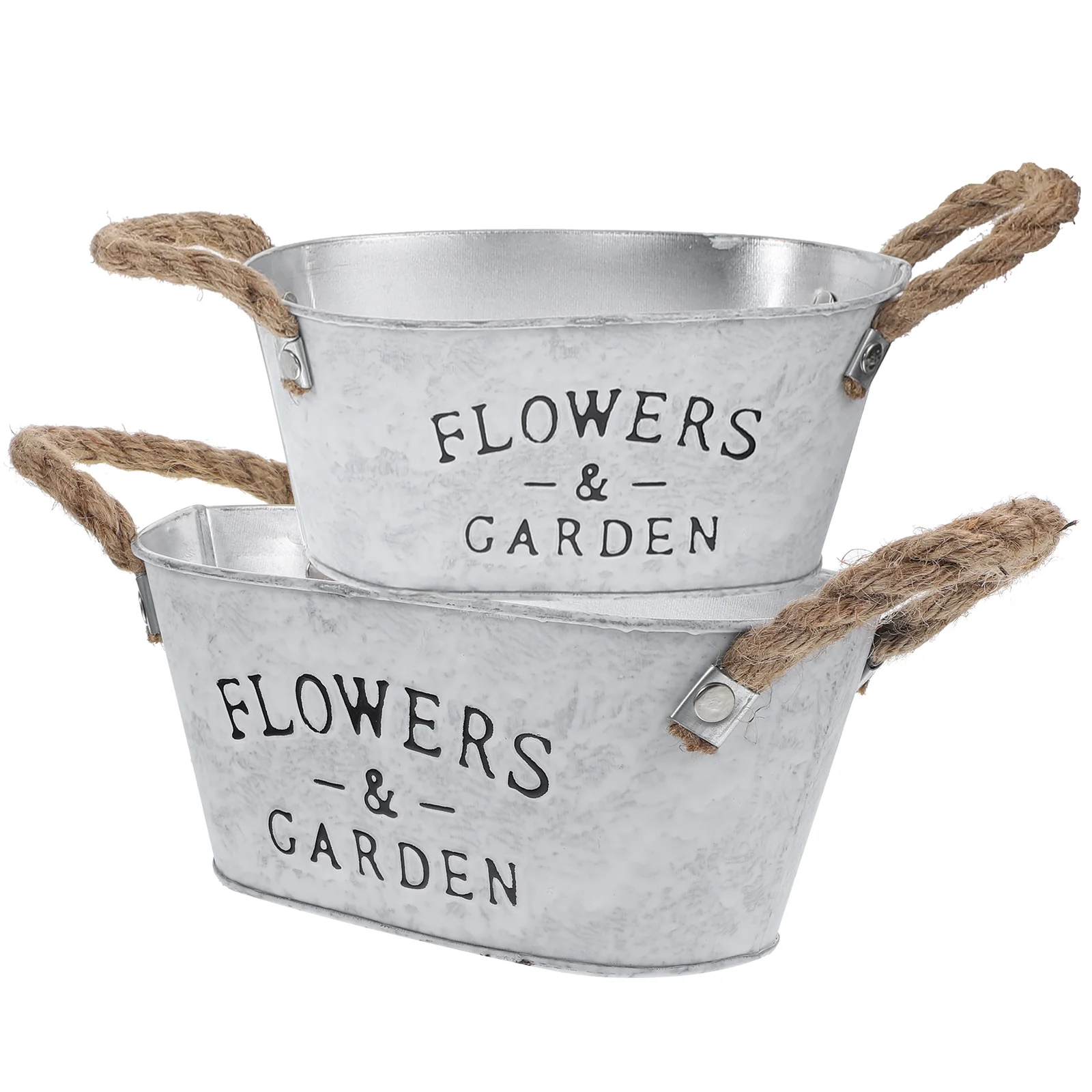 

2 Pcs Iron Flower Creative Plant Vase Pot Retro Galvanized Bucket 25 5x20 5cm Plant Vase Office Garden Decor Planter