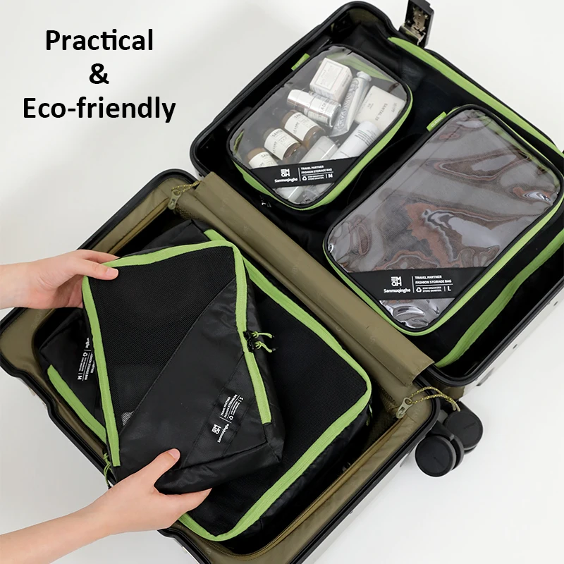 

7 комплектов, черные водонепроницаемые органайзеры для упаковки для путешествий, компактная сумка для хранения для женщин и мужчин, для домашнего использования, для путешествий, выходных, для кемпинга