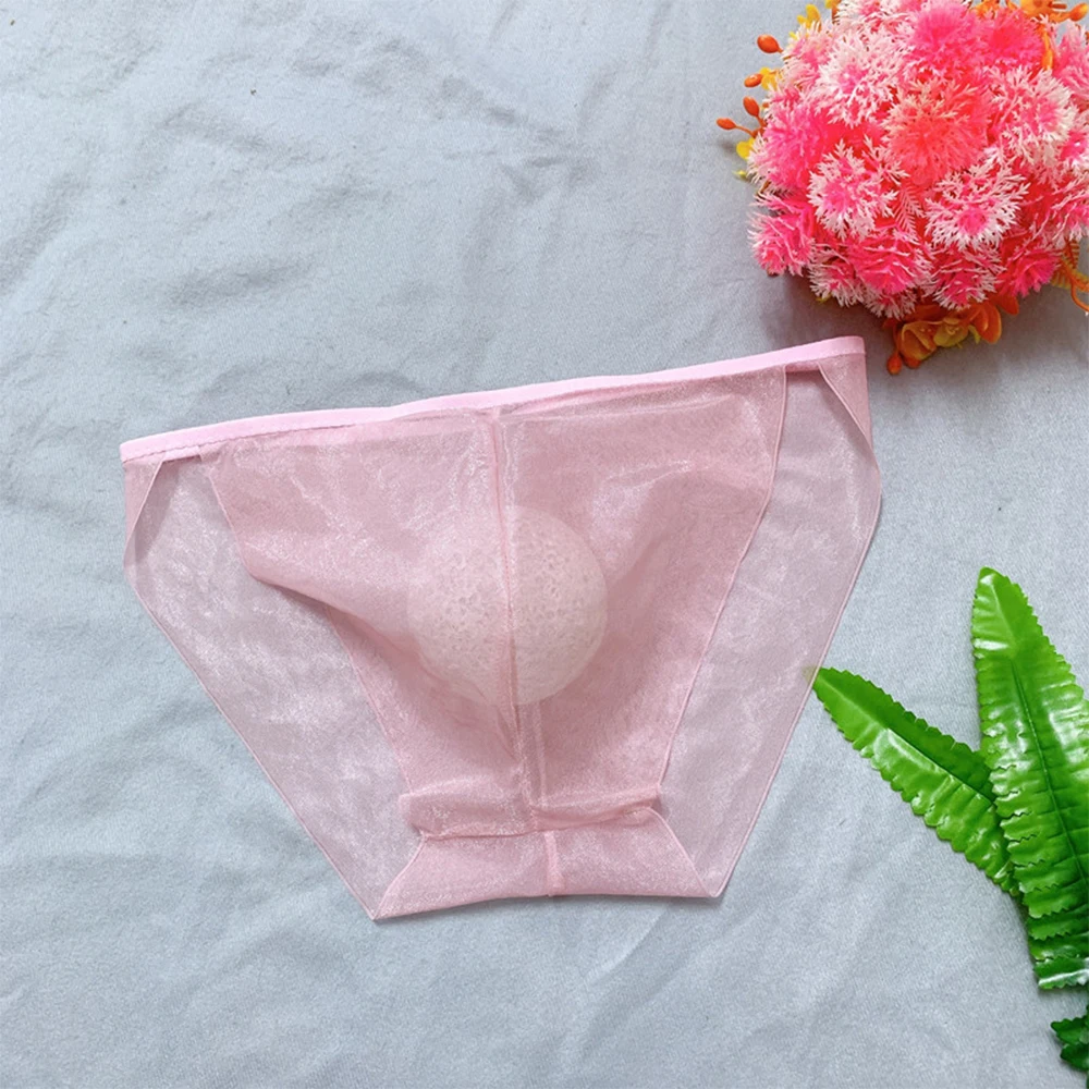 

Clothes Mens Panties Erotic Knickerfs Lingerie Solid Color Ball Pouch Transparent Briefs Underpants Elastic Mesh