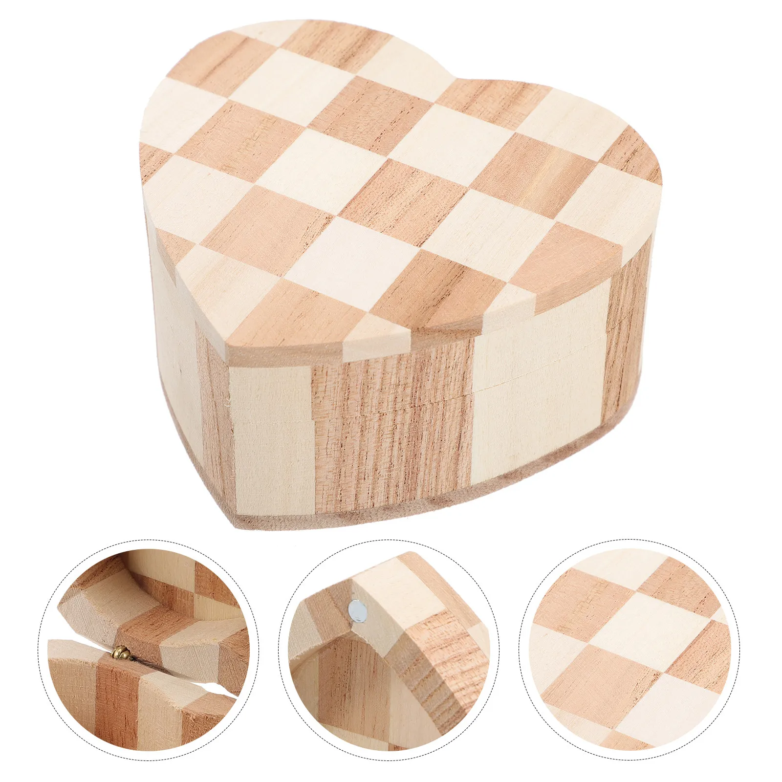 

Heart Shaped Wood Jewelry Box Small Lightweight Decorative Storage Case Portable Organizer for Earrings Necklaces Bracelets