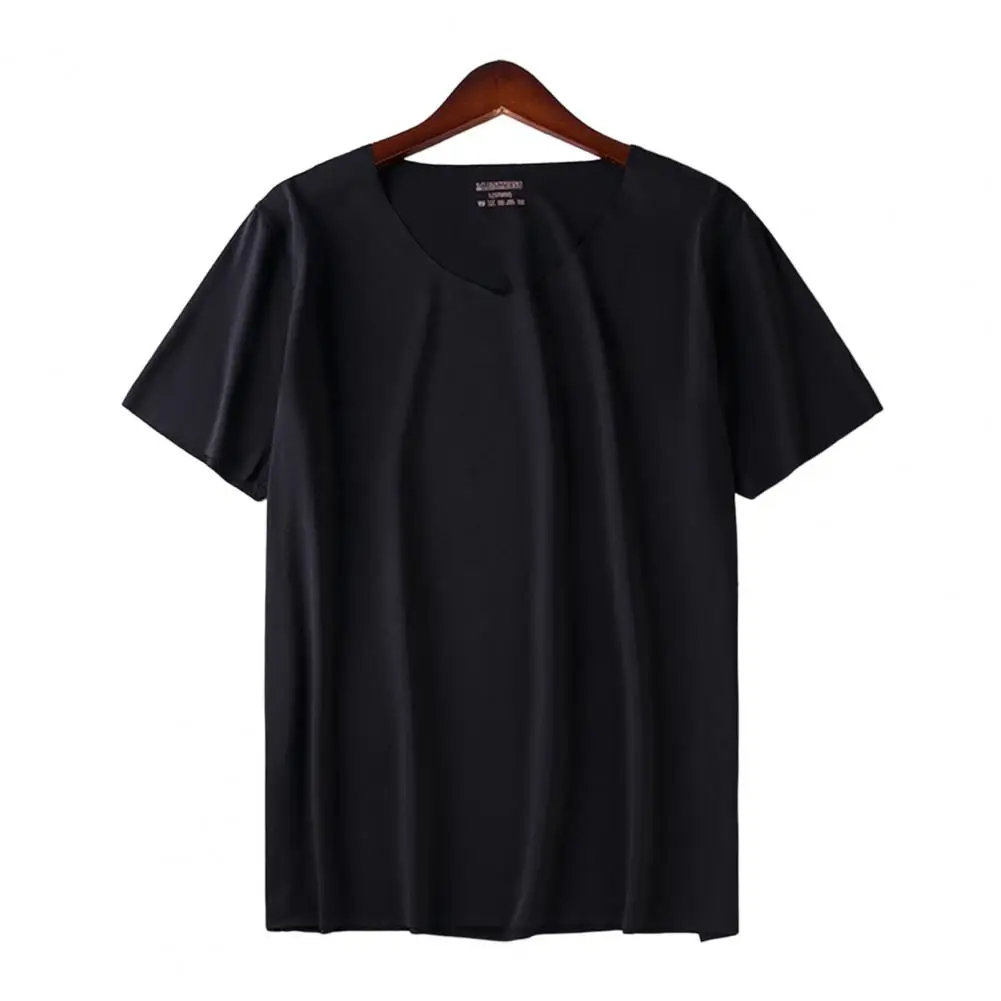 Stylish Men T-shirt Ice Silk Summer Casual Tee Shirt Top M to 4XL Solid Color Male T-shirt Sports Wear