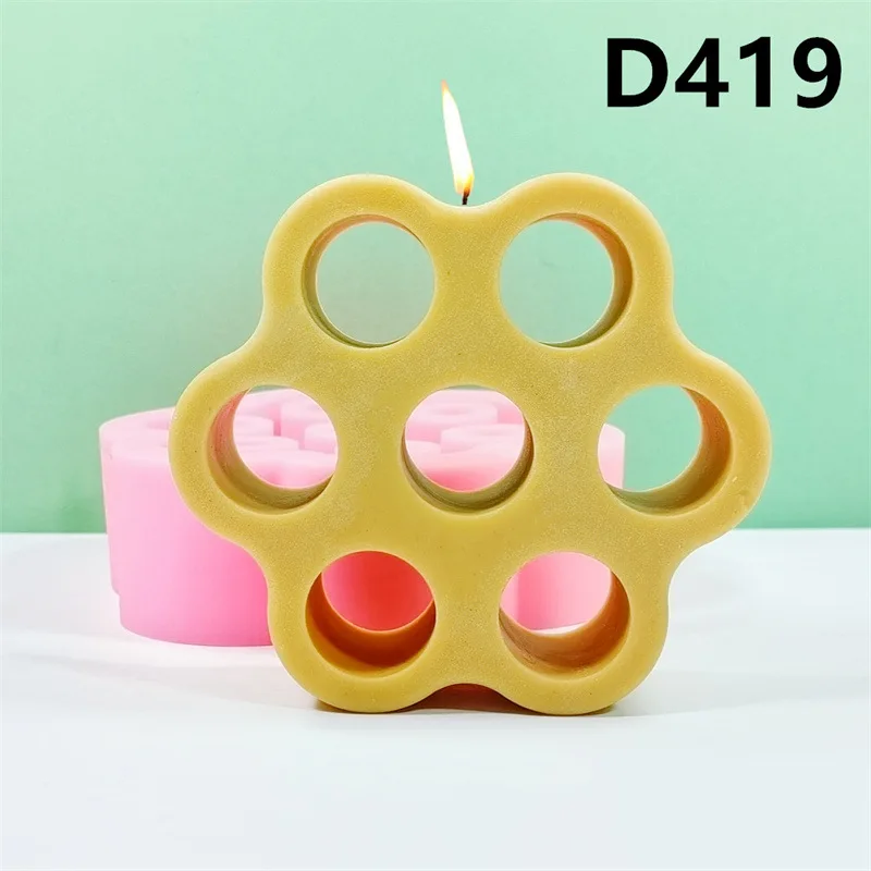 DIY Seven hole candle silicone mold flower shaped candle silicone mold regular geometric shape resin silicone mold gypsum molds