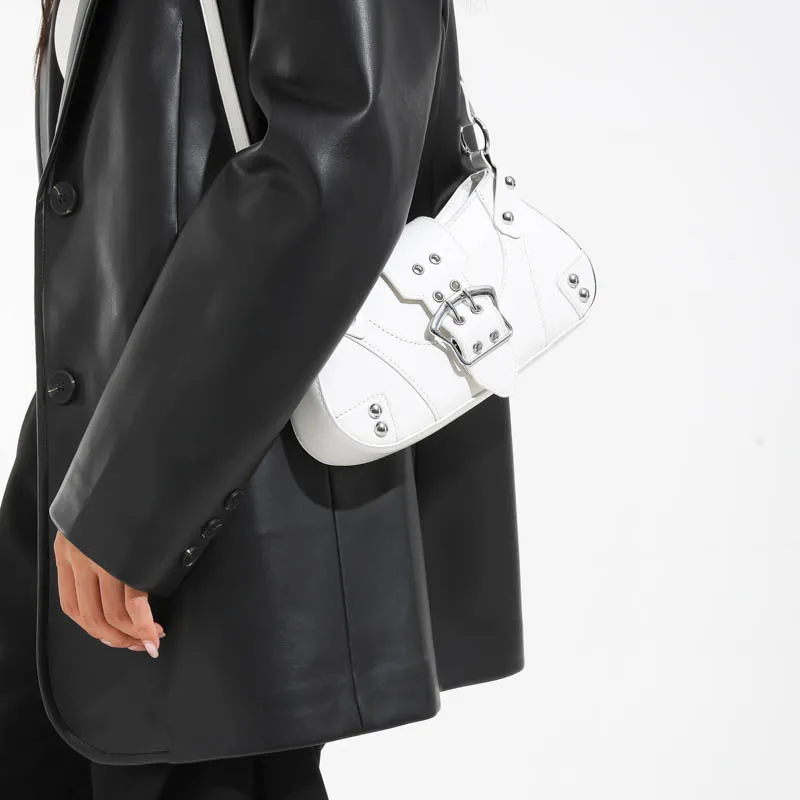 

2025 Edgy Biker Underarm Bag, Textured Stud Shoulder Purse for Women, Fashion Crossbody Tote, Minimalist Day-to-Night Bag