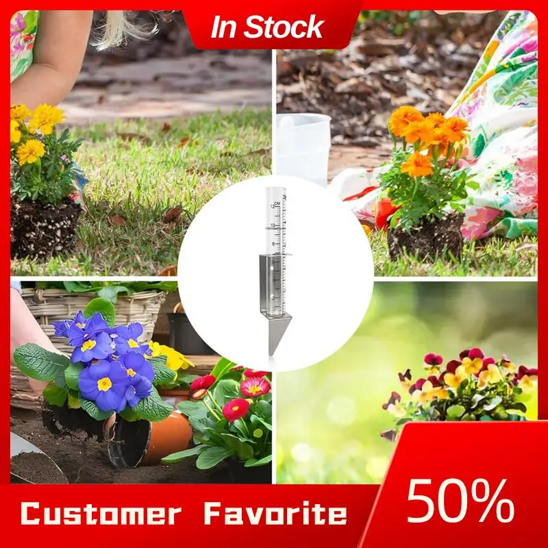 Top Sale 2Pcs Rain Gauges Outdoor, 5 Inch Capacity Glass Rain Gauge With 2 In 1 Stainless Steel Holder Rain Gauge Stake