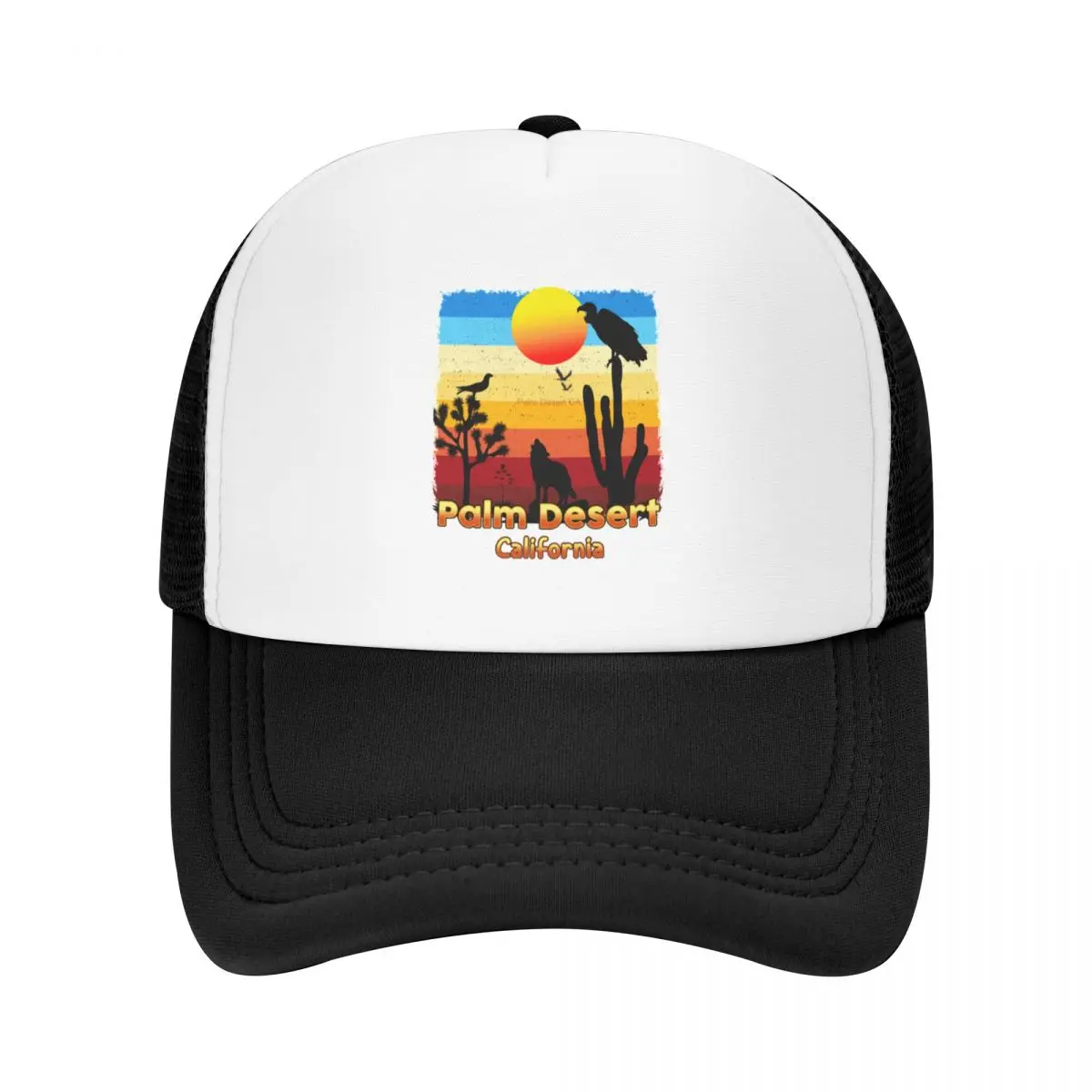 

Palm Desert California CA Sunset Coyote Vulture Cactus Desert Californian Baseball Cap golf hat genuine Men's Caps Women's