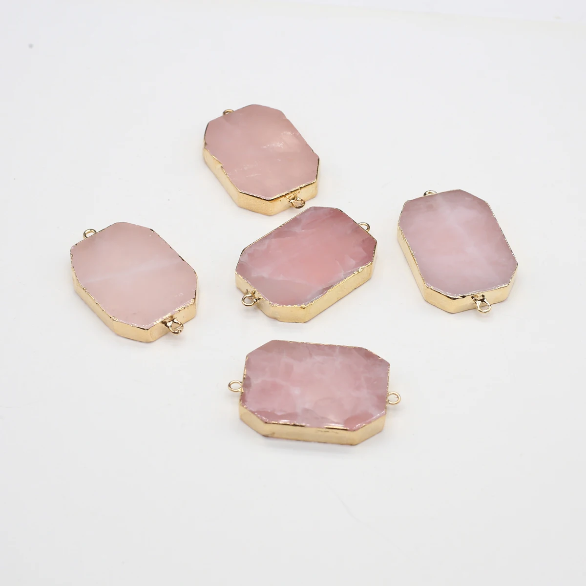 

25x43mm Natural Stone Connectors Rose Quartz Charms for DIY Women Men Necklace Bracelets Jewelry Making Accessories Supplies