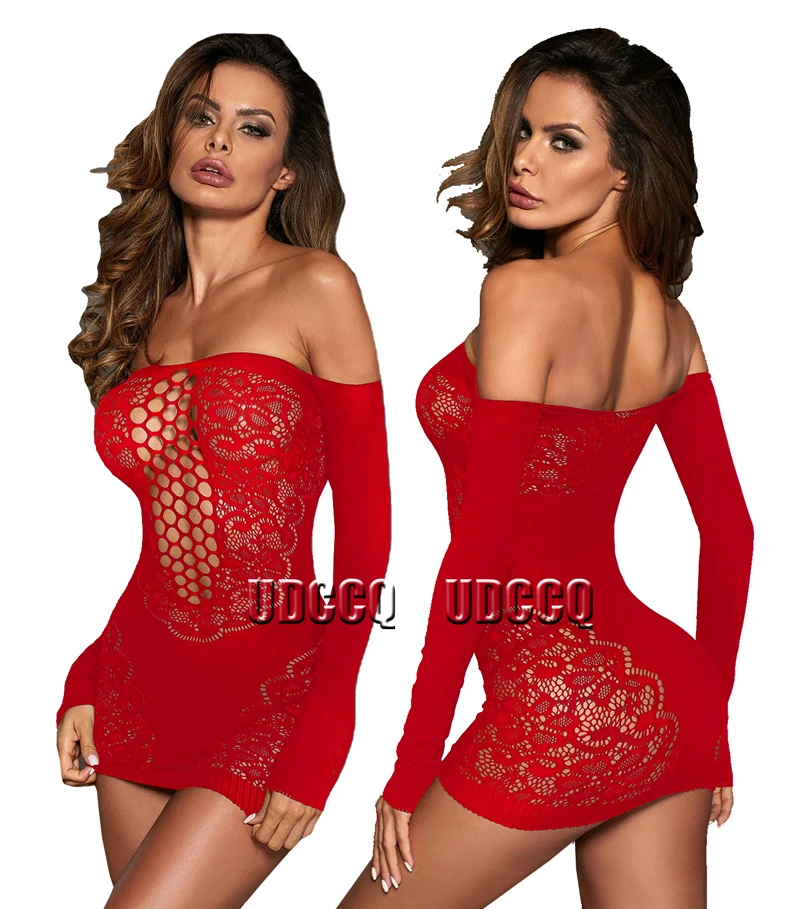 ร้อนเซ็กซี่ปลาสุทธิชุดชั้นใน Sheer Babydoll ชุดชั้นใน Chemises ถุงน่อง Catsuit ขนาดเล็ก Bodysuits ชุดนอน Q500