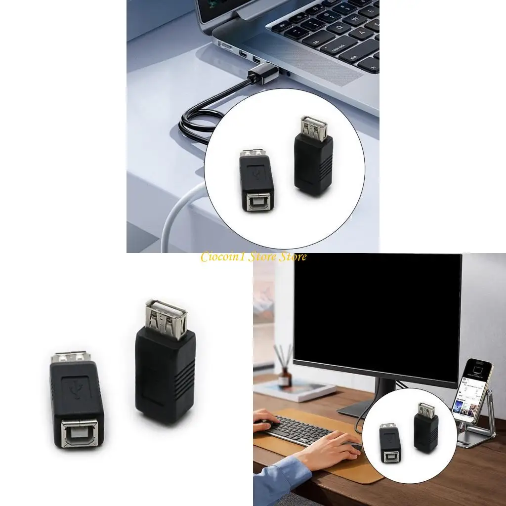 A3PC Pack of 2 USB2.0 Type A Female to Type B Female Adapter for Data Transfer and Charging for Versatility Device Connection